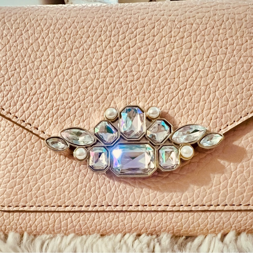Elegant Pink Clutch/Crossbody with Jewel Accent - Picture 3 of 7
